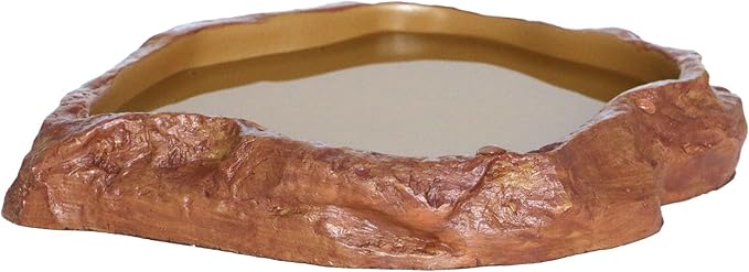 Rock Water/Food Dish for Reptiles – Amphibians and Other Little Critters Water/Food Bowl, Made from Premium Non-Toxic Resin – Large Size