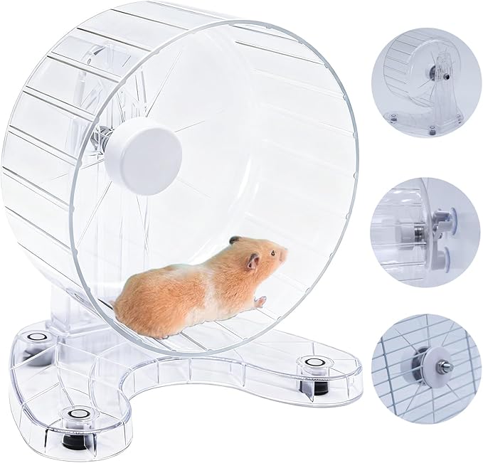 Hamster Wheel, 6.5" Super-Silent Exercise Wheels, Dual-Bearings Quiet Spinner Running Wheels, 3 Installation Methods, Fits Any Hamster Cage, Hamsters Toy for Dwarf Hamsters, Gerbils, and Small Pets.