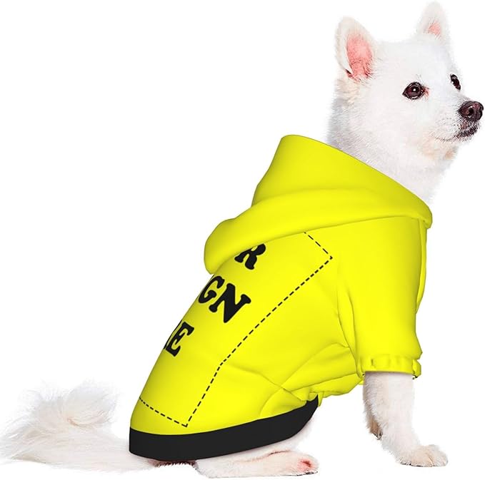 Personalized Chihuahua Dog Hoodie, Custom Pet Warm Sweatshirt Costume with Name Number Photo, Customize ID Clothes for Pupppy Kitten Dogs Cats, Yellow, XS