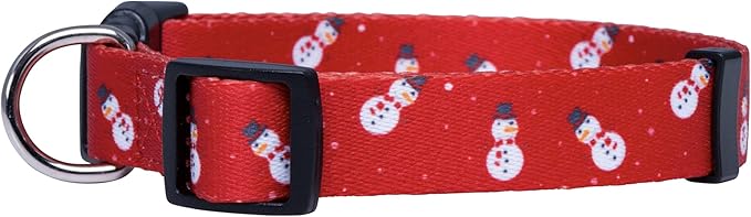 Native Pup Christmas Dog Collar- Winter Holiday Collars for Pets- Xmas Gift for Puppy- Santa, Reindeer, Snowman, Candy Cane, Red Green- Girl Boy- Small, Medium, Large Breeds(Snowman, Large)