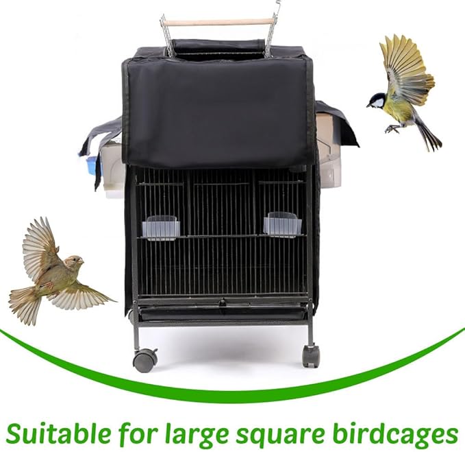 DONGKER Birdcage Cover,Breathable Waterproof Windproof Parrot Cage Cover Shade with Zipper Panel for Parakeet Macaw Lovebird Without Cage(30.3"x18"x18")