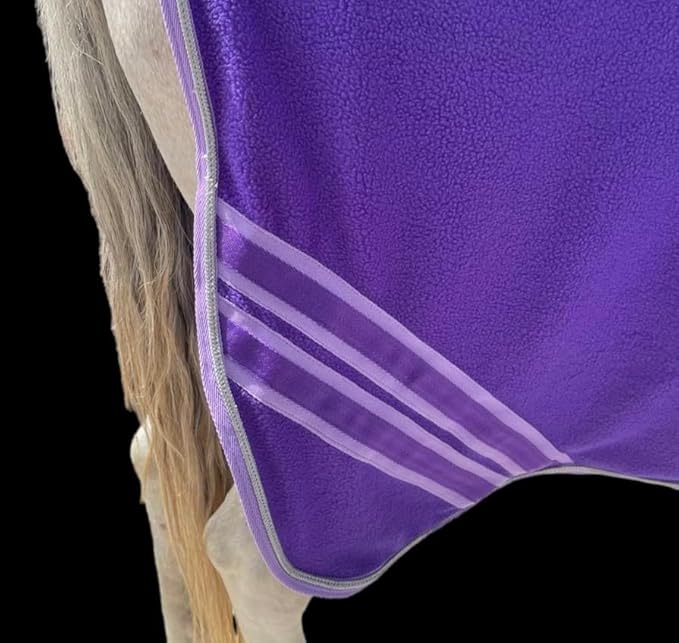 Majestic Ally Anti Pill Fleece Horse Blanket/Sheet with Silver Braided Rope (Purple, 74)
