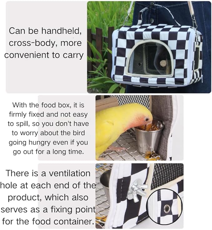 Bird Travel Carrier with Perch Parakeet Carriers with Net, Pad Mat, Feeder Portable Pet Carrier Bag for Bird Transparent Travel Carrier Cage for Budgie Conure Cockatiel (Colorful)