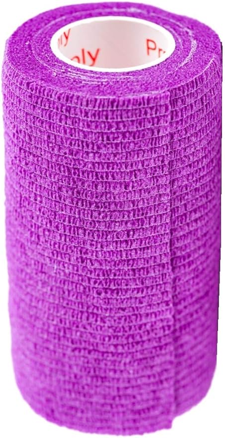 3 Inch Vet Wrap Tape Bulk (Purple) (Pack of 24) Self Adhesive Adherent Adhering Flex Bandage Grip Roll for Dog Cat Pet Horse