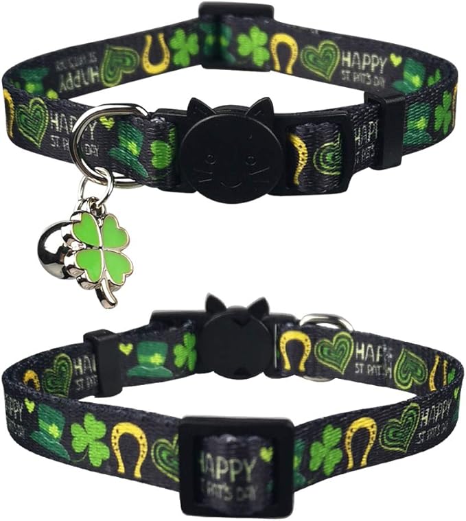 3 Pack St. Patrick's Day Cat Collar with Bell Breakaway Adjustable
