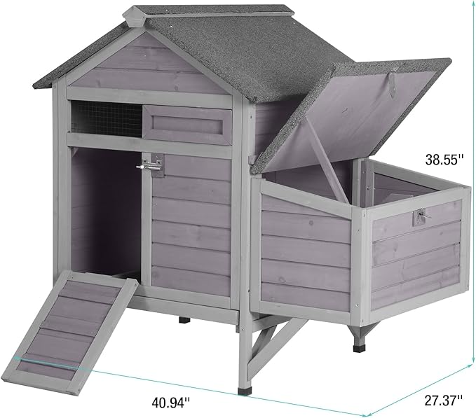 Chicken Coop for 1-2 Chickens - Outdoor Wooden Hen House with Expandable Run & Pull-Out Tray Poultry Duck,Quail Habitat