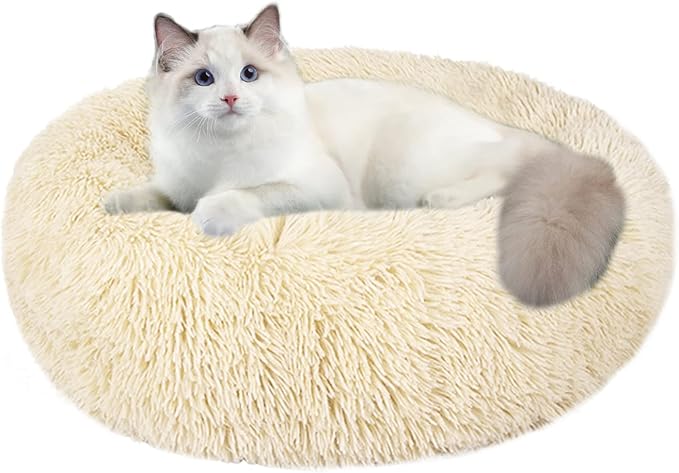 Nisrada Cat Beds for Indoor Cats,20 Inch Dog Bed for Small Melium Large Dogs, Washable-Round Pet Bed for Puppy and Kitten with Slip-Resistant Bottom