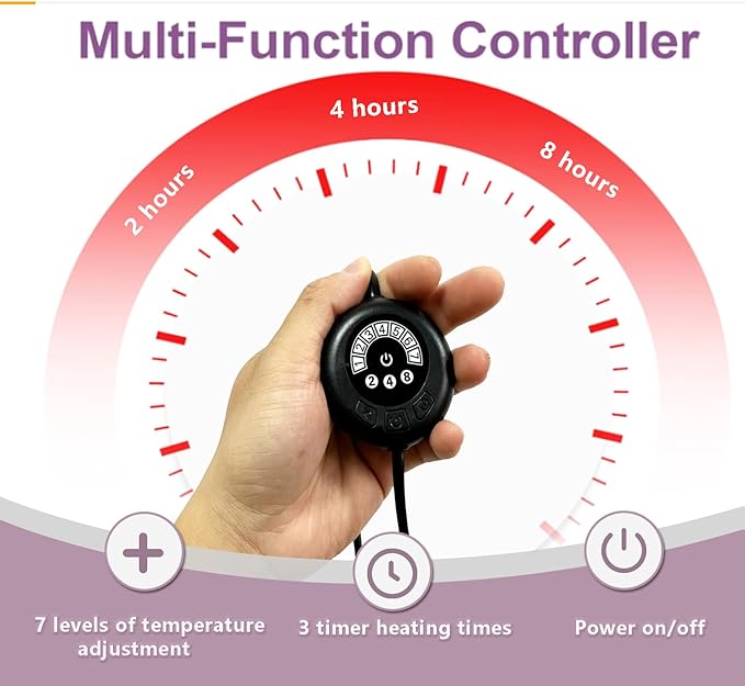 Reptile Heat Pad with 7 Button Temperature Adjustment, Under Tank Terrarium Heat Mat for Reptiles Tortoise Snakes Lizard Gecko Frog Hermit Crab and Other Small Animal, 14W Reptile Heating Pads