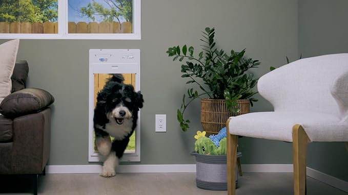 New, Power Pet Automatic ROLL UP Door by High Tech Pet Brand - Motorized Panel Rolls Up - Pet Operated - WiFi App Control - 24/7 Exit & Entry Timers - Airtight - Security Panel (Wall Mount, X-Large)
