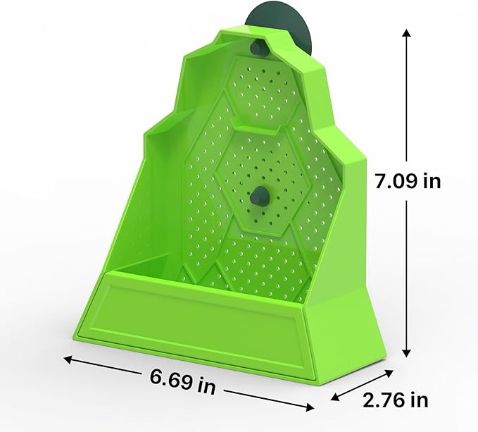 Reptile Corner Insect Feeder with Suction Cup – Smooth Wall Anti-Escape Feeding Bowl for Gecko, Frog, Chameleon – 5.5"x2.5"x5.5"