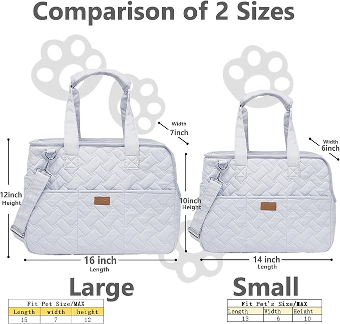 Pet Carrier Bag for Puppy,Grey,Woman Style,Cat Small Dog Carrier Handbag with Multiple Pockets,Breathable Mesh,Soft Cushion,Pets Tote Purse Picnic Travel Outdoor,7-15lbs