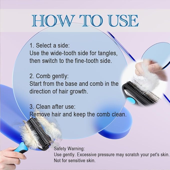Dog Brush for Shedding 2-in-1 with Grooming Glove - Undercoat Rake & Shedding Tool for Long/Short Hair Dogs, Flea Comb & Hair Removal Brush for Gentle Massage (L)