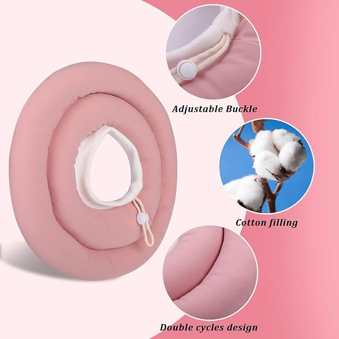 IDOMIK Dog Recovery Collar, Waterproof Soft Dog Cone After Surgery, Comfy Protective Elizabethan Collar Alternative for Dogs Cats, Adjustable Pet Neck Donut Cone Anti-Licking Biting Wounds,Pink,XL