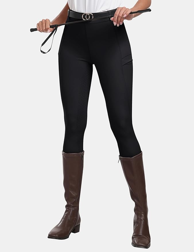 MoFiz Women's Silicone Full Seat Horse Riding Pants Zipper Pockets Equestrian Breeches Riding Tights