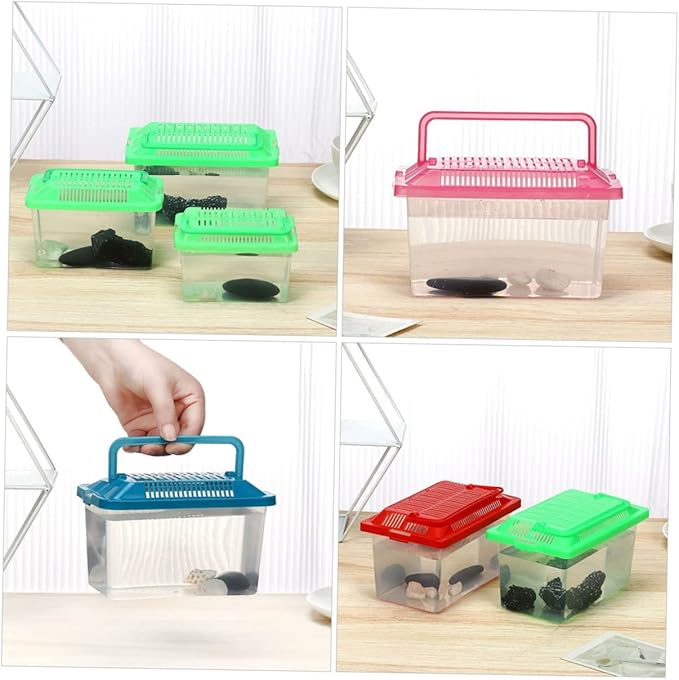 BESTOYARD Small Plastic Turtle Tank Portable Clear Fish Tank for Snakes Spiders and Small Pets Lightweight Reptile Breeding Container Multi-Purpose Terrarium for Home Use