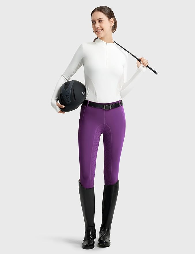 FitsT4 Sports Women's Full Seat Riding Tights Active Silicon Grip Horse Riding Tights Equestrian Breeches