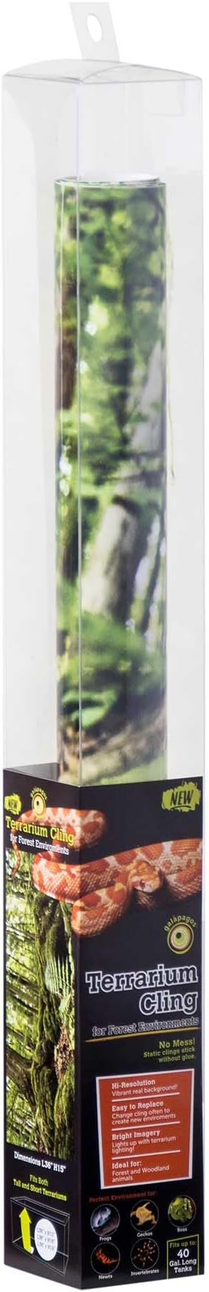 Galápagos (05421) Terrarium Cling | Hi-Resolution Aquarium & Reptile Tank Backdrop | Static Vinyl Clings for Bearded Dragon, Gecko, Turtle, Snake, and Lizard Enclosures, 15" x 36", Forest