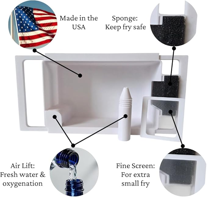 in Tank, Breeder Box with Air Lift, Outflow Sponge, and Screen for Extra Small Fry