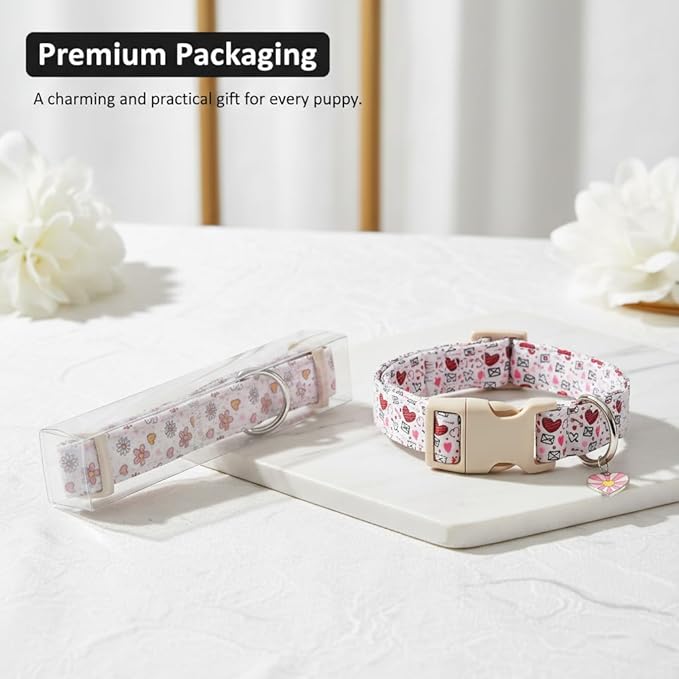 Summer Dog Collar with Tropical Pattern, Cute Dog Collar for Girl Boy Dogs, Pet Collar with Unique Print and Soft Fabric, Suitable for Small Dogs