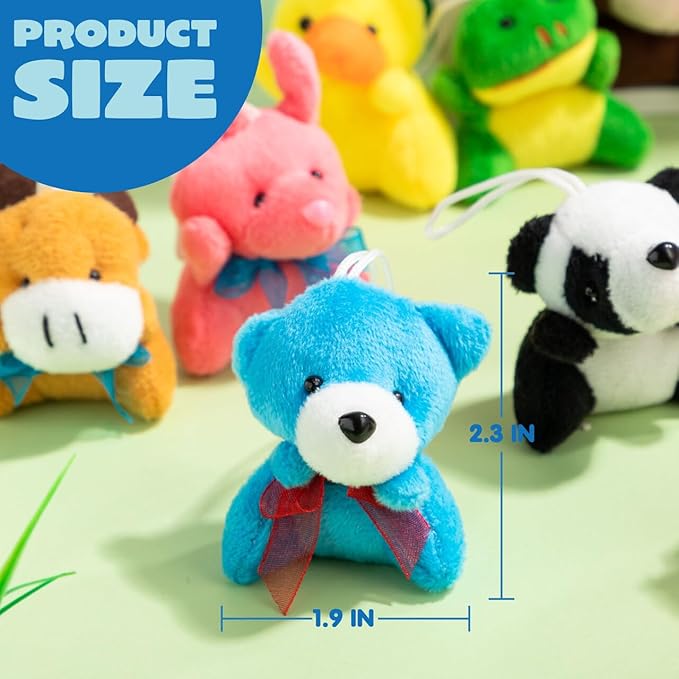 JOYIN 36 Pack Mini Animal Plush Toy Assortment (36 Units 3" Each),Bulk Stuffed Animals Party Favors for Kids, Small Animals Plush Keychain Decoration, Carnival Prizes, Christmas Party Favors