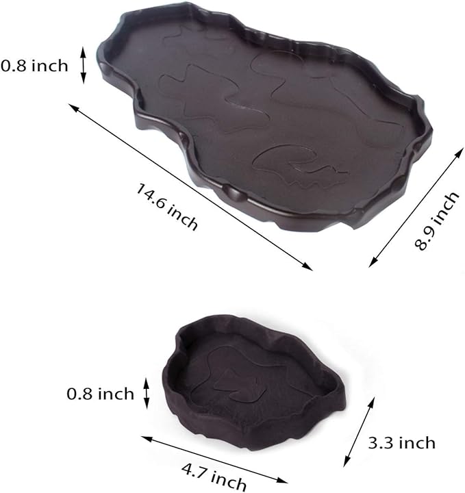 Tfwadmx Reptile Food and Water Bowl Set Luminous Bearded Dragon Dishes Tortoise Feeder Lizard Habitat Large and Small Amphibian Feeding Plates Terrarium DéCor for Turtle Gecko Snake Tegu Iguana 2 Pcs