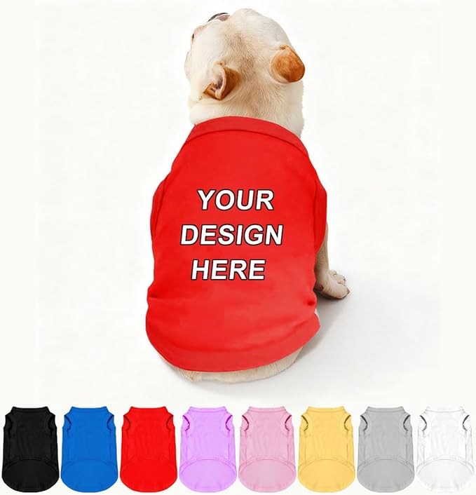 Personalized Dog Shirt Custom Pet T Shirts for Small Large Dogs Customized Puppy Clothes with Name Logo Picture Breathable Pets Sleeveless Vest Apparel Gifts, Red, 5XL