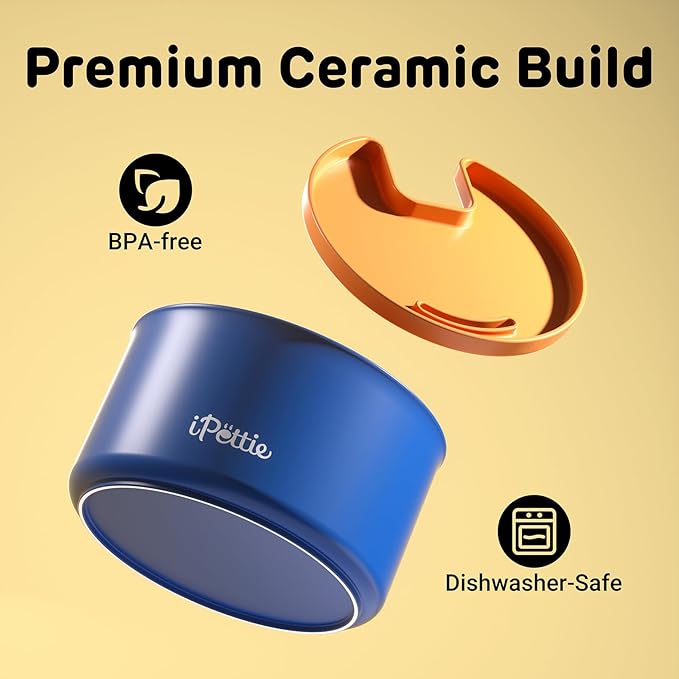 iPettie Ceramic Cat Water Fountain, 3.5L/118oz Cordless Pet Water Dispenser with 3 Water Modes, Ultra-Quiet Pump, Rechargeable 3000mAh Battery, BPA-Free Ceramic & ABS, Auto Low Water & Battery Alerts