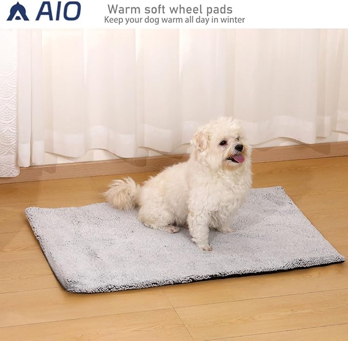 AIO Heated cat Bed Self Warming Cat Bed Self Heating Cat Dog Mat Advanced Grey Extra Warm Thermal Pet Pad for Indoor Outdoor Pets with Removable Cover Non-Slip Bottom Washable Non Electric