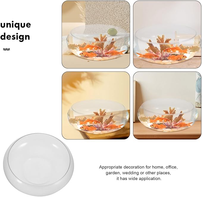 Happyyami Glass Fish Bowl Flower Glass Vase Bowl Clear Wide Mouth Round Vase Terrarium Air Plant Hydroponic Succulent Planter Floral Container Vase for Home Office Wedding L