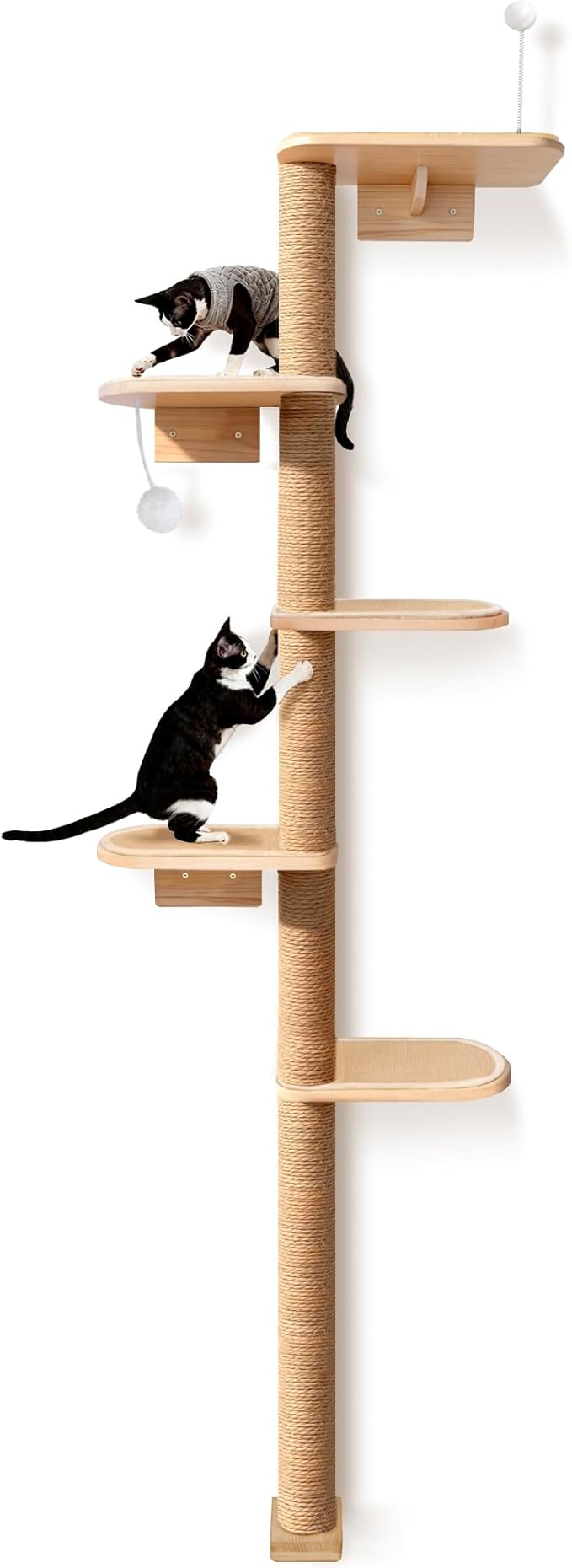 Wild Simulation Cat Tree for Kittens, 5-Level Floor to Ceiling Cat Wall Shelves with Sisal Mat Platforms, Suit for Kitten cat