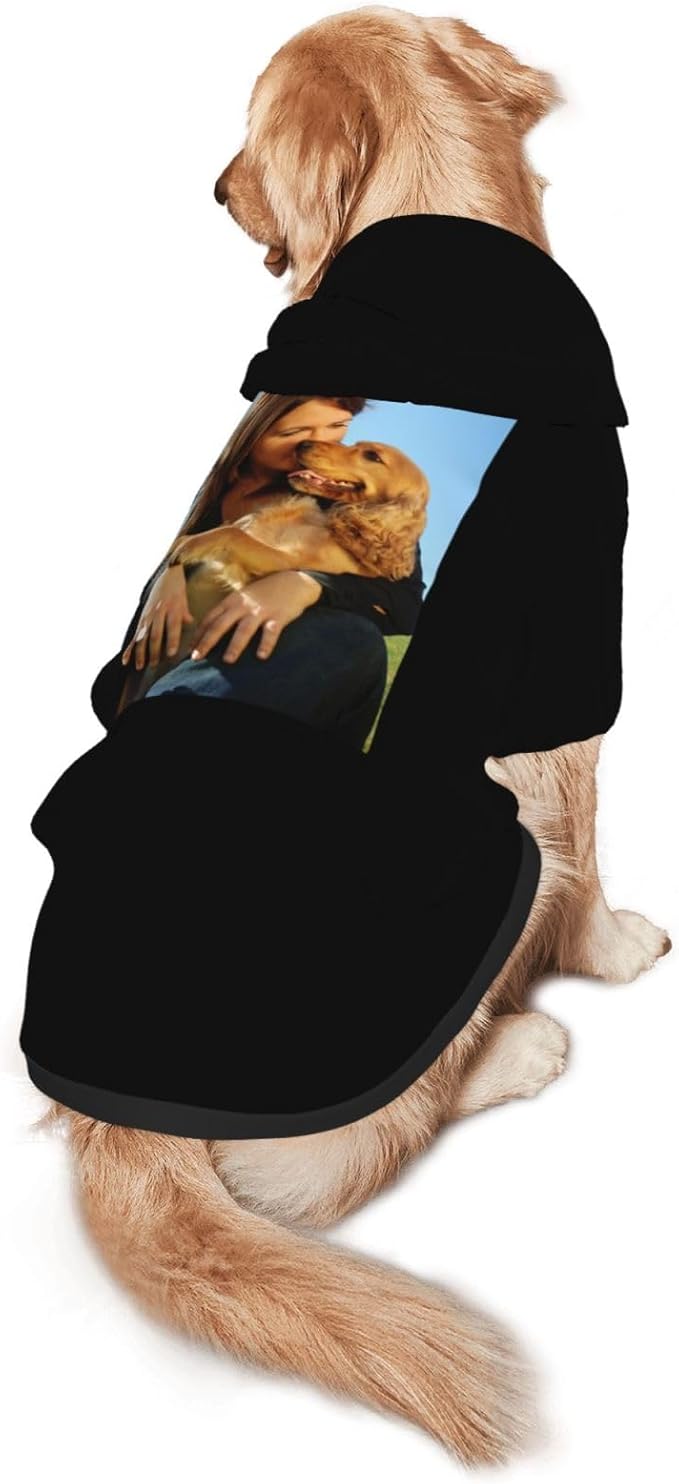 Custom Dog Hoodie Add Your Design Soft & Warm Personalized Photo Text Logo Name Dog Clothes for Puppy Sweatshirt Hooded for Small Medium Large Dogs Girl/Boy Cats Black