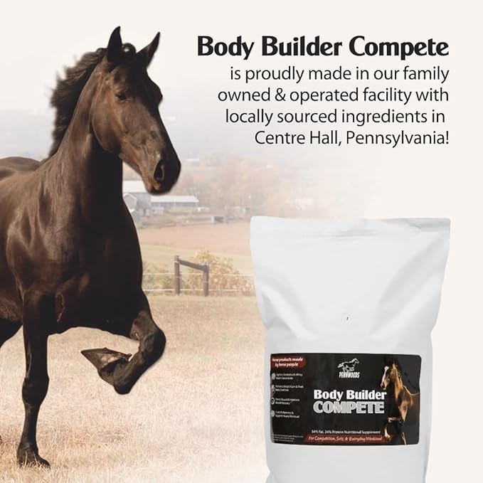 Pennwoods Body Builder Compete: Advanced Horse Weight Gain Supplement, Designed for Competition and Sale, 22lb Bag