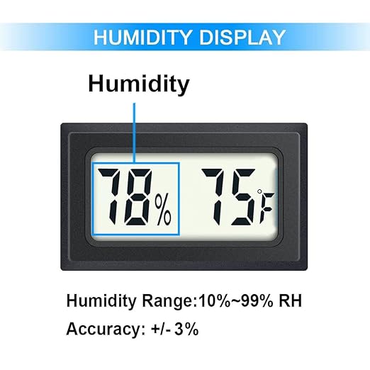 4 Pack Mini Digital Hygrometer Thermometer Gauge, Indoor Outdoor Temperature Humidity Meter for Humidifiers Greenhouse Reptile Plant Humidors, Large LCD Screen, Display in Fahrenheit (℉) (4)