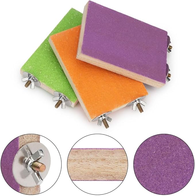Hypeety Colorful Bird Perch Stand Platform for Parrot Macaw African Greys Budgies Parakeet Cockatiels Natural Wood Paw Grinding Clean Cage Toy (Random Color)(B)
