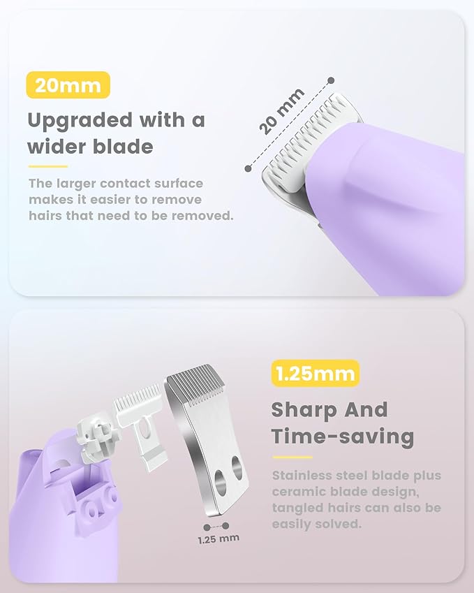 Dog Paw Trimmer with LED Display,35dB Ultra-Low Noise Dog Grooming Clippers,Cordless Paw Trimmers for Dog's Feet with LED Light,Type-C Rechargeable Cat Hair Trimmer for Paws, Ears, Face, Rump