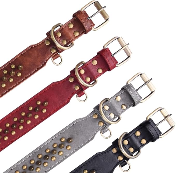 Spiked Dog Collar Soft Pu Leather Mushrooms Rivet Spike Studded Puppy Adjustable Pet Collars for Small Breeds (XS, Red2)