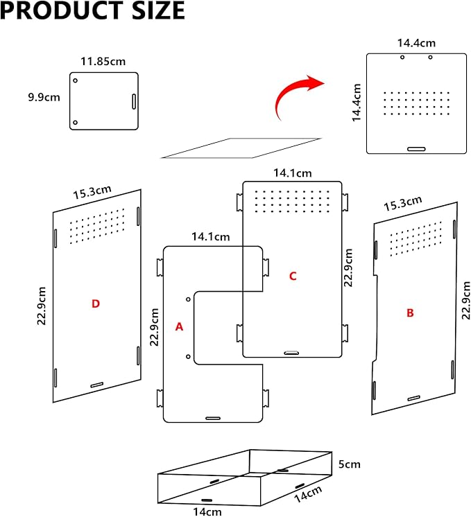 Acrylic Jumping Spider Habitat, Insect Terrarium, for Spiders, Tarantulas, Snail, Mantis, Lizard, and Small Reptiles, with Two Magnetic Doors and one Feeding Trough (6x6x9 inch)