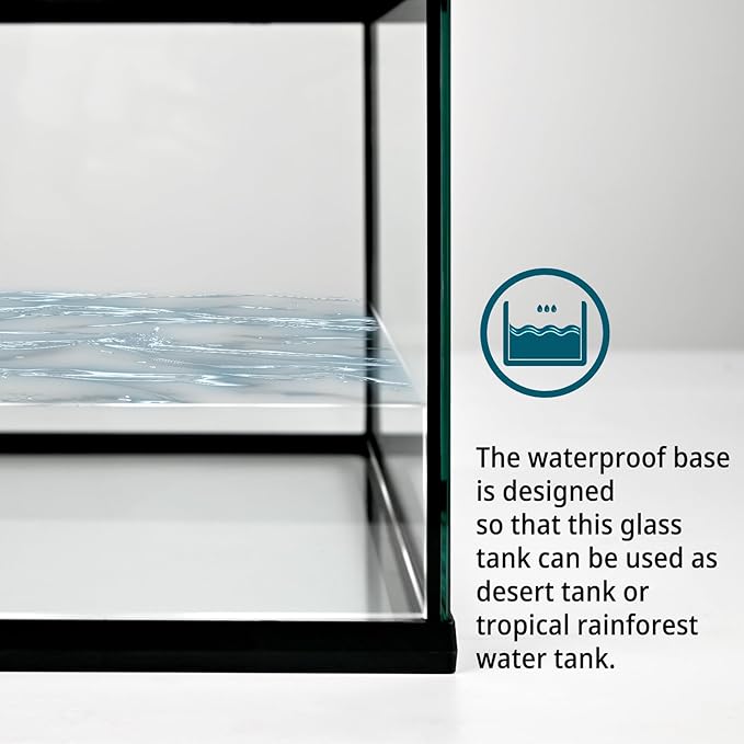 Reptile Glass Tank 20"*12"*10" Pre-Assembled Terrarium for Turtle,Hermit Crab,Bearded Dragon,Gecko,Lizard,Snake,Spider,Fish,Tarantula Enclosure with Top Screen Ventilation and Openning Door
