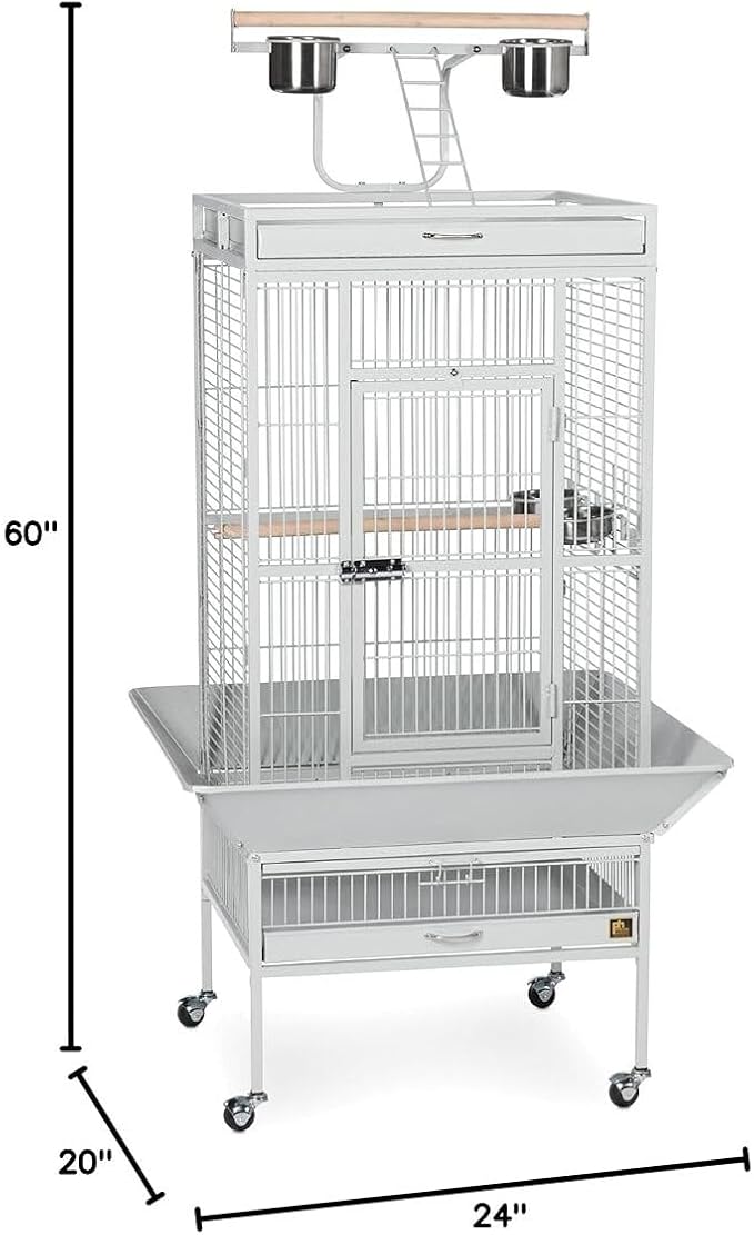 Suburban Sophistication Playtop Bird Home with Spacious Design, Durable Materials, Removable Perches Small/Pewter White