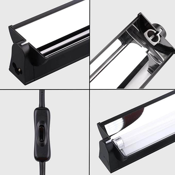 Aiicioo T5 UVB Lighting Combo Kit - Desert 10.0 Terrarium Hood Light Fixture & High Output T5 HO UVB Bulb for Reptiles Chameleon Gecko (22Inch 24W)
