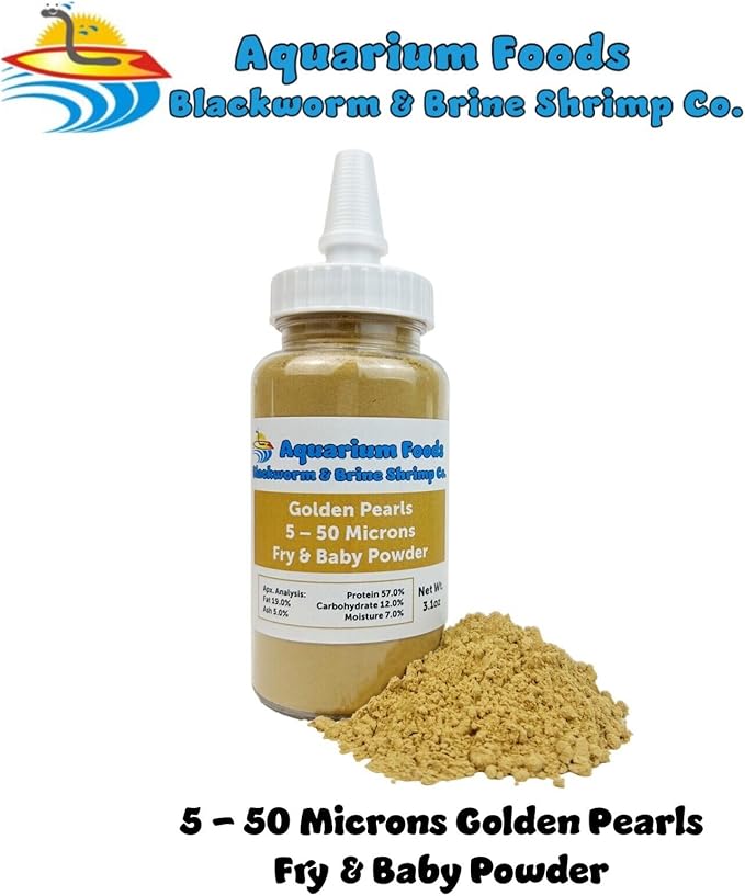 Aquatic Foods Inc. Golden Pearls 5-50 Microns for Tropical Fish Fry and Babies, Corals, Anemones, Reef Tanks…3.1oz Squeeze Bottle