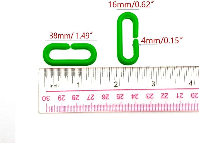 200-Piece Green Plastic Chain Links & Toys - Interlocking C-Clip Bird Cage Accessories for Parakeets, Sugar Gliders, Small Pets (Climbing/Swinging Toys)