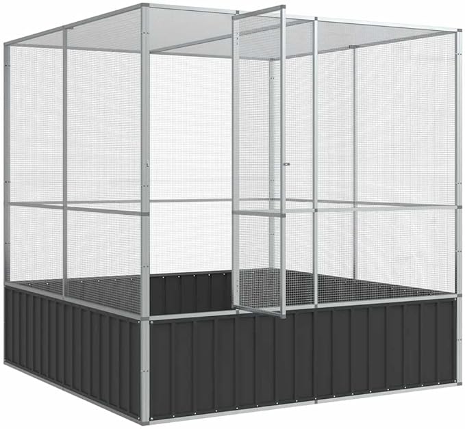 Outdoor Aviary Bird Cage, Galvanized Steel Outside Ample Activity Space Birdcage, 83.1"x81.5"x83.5", -260