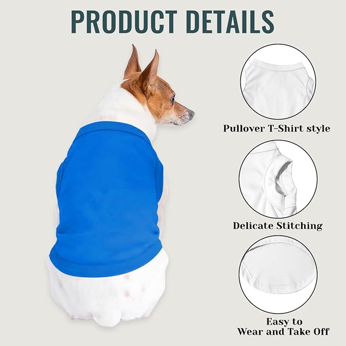 Customized Dog Shirt Custom Pet Clothes T Shirts for Small to Large Dogs Design Image Logo Text Outfits for Puppy Cat Personalized Breathable Sleeveless Pullover Blue, 5XL