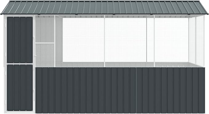 Walk-in Bird Aviary Cage, Suitable for Various Small Animals, Anthracite Galvanized Steel, 82.3"x163.4"x91.7",-358