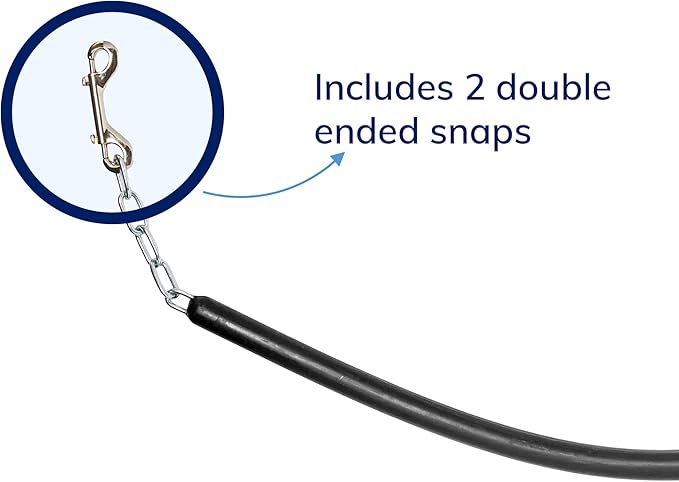 SmartEquine Stall Chain | Stall Area Fence Gate Hardware | Standard Size | Features 2 Double-Ended Snaps | 1" Wide Rubber | 45.5" Long | Black