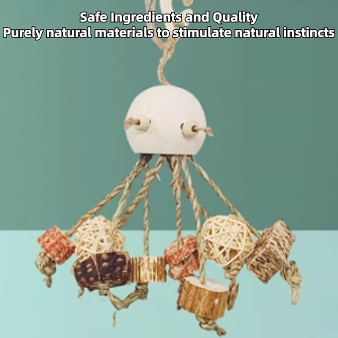 Bird Toys, Chewing for Parrot, Natural Nut Hanging for Parakeet,Lovebirds,Finch,Cockatiel, Conure, Quaker (B)