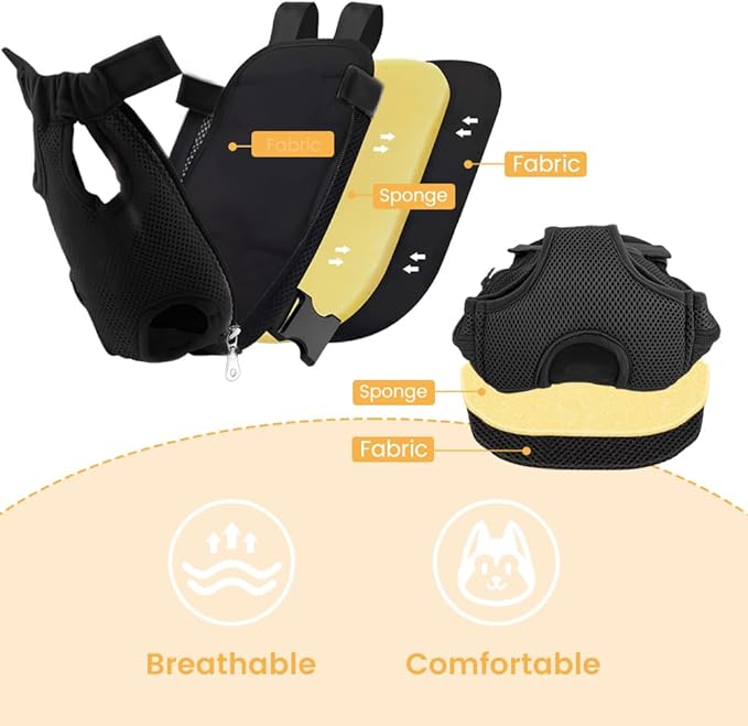 Inspack Dog Backpack Carrier/Cat Carrier, Adjustable Pet Front Carriers Travel Bag for Puppy Medium Dogs, Legs Out, Soft Ventilated Dog Chest Carry Backpacks for Hiking/Camping, 7-11 lbs, Black