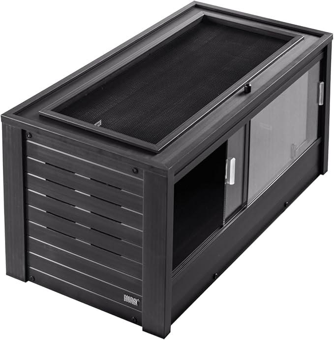 New Age Pet ECOFLEX Medium Reptile Enclosure with Matching Cabinet Stand Set in Black