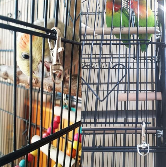 Pssopp 12Pcs Pet Birds Cage Metal Hook Clip Iron Anti-Escape Pet Bird Cage Door Buckle Lock Claw Snap Hook